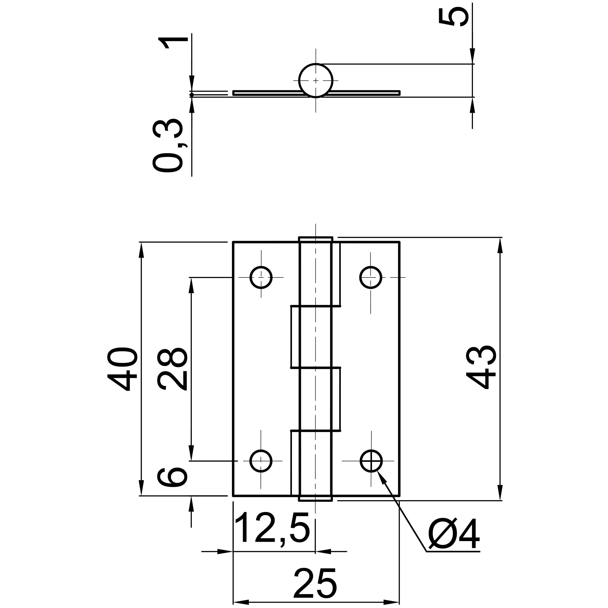 Závěs kloubový Z1   40x25 Zn