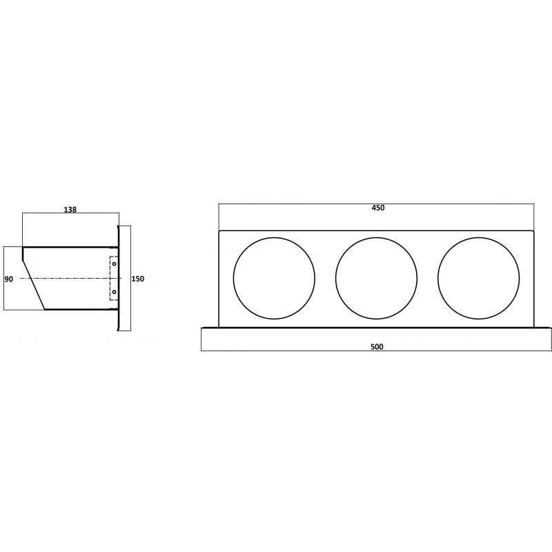 Krmný pult nerezový (3x13cm) - výsuvný