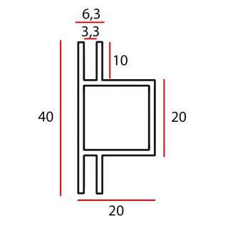 Hliníkový jekl 20x20x1,5mm V2 - 2m