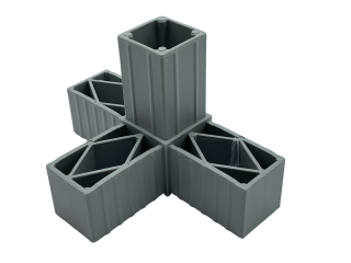 Plastová spojka 4D pro profil 40x40x2mm šedá